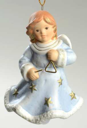 Angel Christmas Bell Angel With Triangle-Blue - No Box