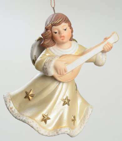 Angel Christmas Bell Angel With Lute - Boxed