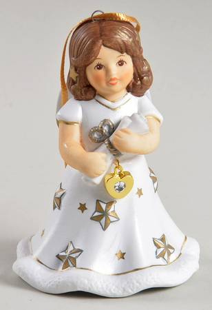 Angel Christmas Bell Angel With Scroll - Boxed