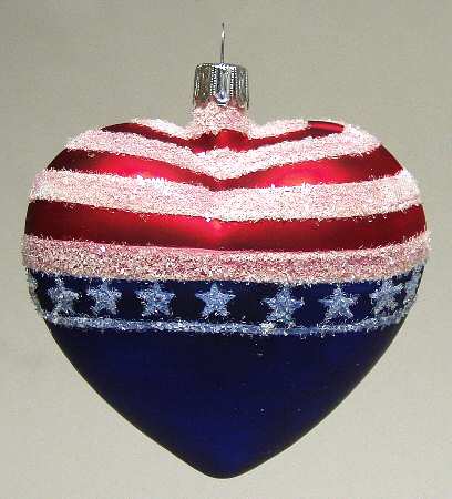 Goebel Christmas Ornament Patriotic Heart-Blown Glass - No Box
