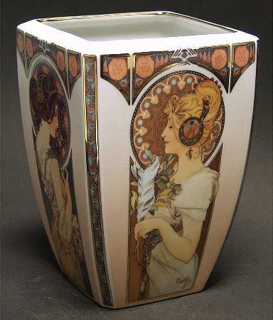 Artis Orbis- Alphonse Mucha Primrose/ Feather-Vase - Boxed