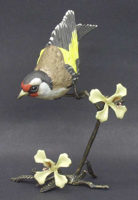 Bronze Bird Figurines European Goldfinch - Boxed