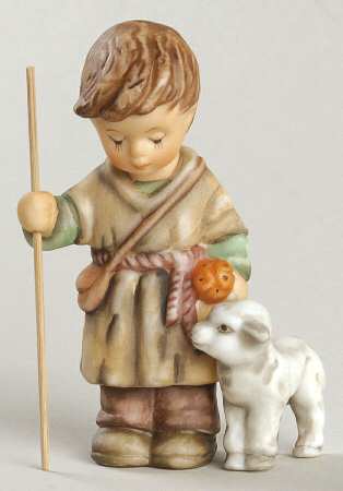 Berta Hummel Miniature Nativity Shepherd Boy Standing W/Lamb - Boxed