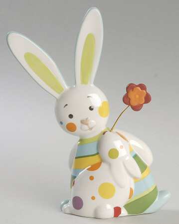 Nordic Easter Two Rabbits With Flower - No Box