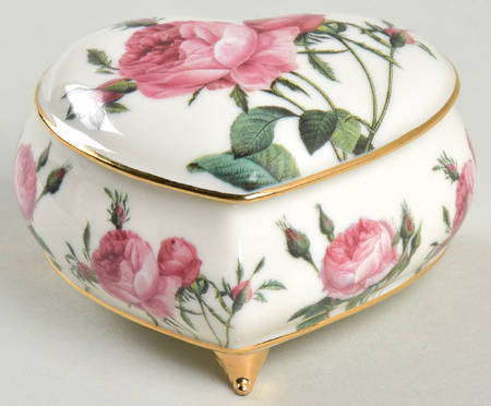 Smithsonian Collection Pink Rose Heart Shaped Box&Lid - No Box