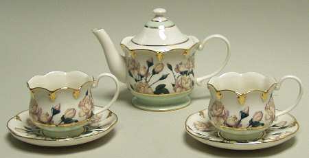 Smithsonian Collection White Rose Tea Set - Boxed