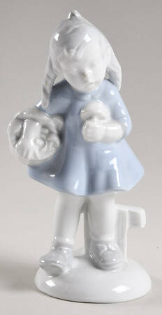 Gerold Porzellan Figurine Girl With Basket Of Mushroom - No Box