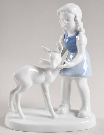 Gerold Porzellan Figurine Girl With Fawn - No Box