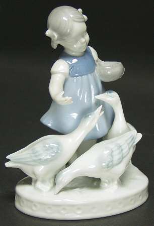 Gerold Porzellan Figurine Girl Feeding Geese - No Box