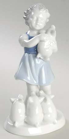 Gerold Porzellan Figurine Girl With Pigs - No Box
