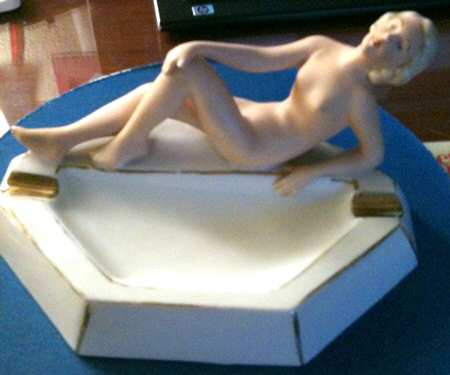 Gerold Porzellan Figurine Nude Lady On Ashtray - No Box