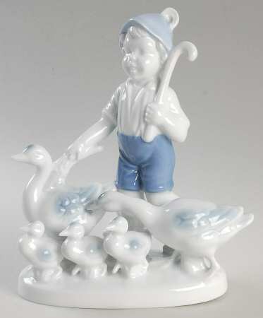 Gerold Porzellan Figurine Boy Goose Herder - No Box