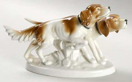 Gerold Porzellan Figurine Hunting Dogs - No Box