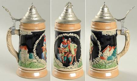 German Beer Steins Man And Woman At Table - No Box