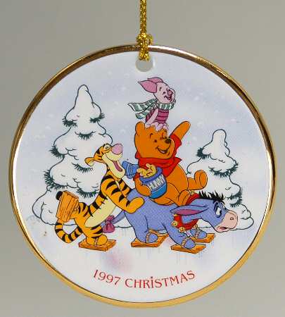 Disney Annual Ornaments-Flat Pooh's Skating Party - Boxed
