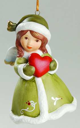 Angel Bell Ornaments Angelic Heart-Green - Boxed