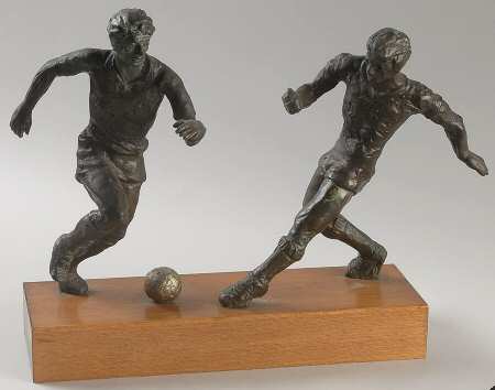 Bronze Figurine Soccer Players-Double - No Box