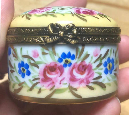 Gerard Ribierre Limoges Box Round Box, Yellow,Floral - No Box