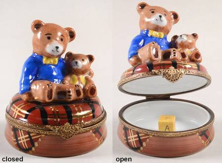 Gerard Ribierre Limoges Box Teddy Bear On Plaid Blanket - No Box