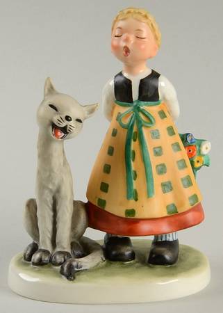 Hahn Figurines Girl Singing With Cat - No Box