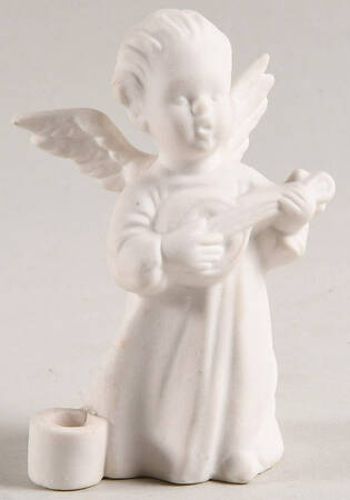 All White Figurines Angel Playing Mandolin-Matte - No Box