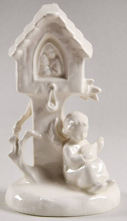 All White Figurines Angel With Mandolin At Shrine-Matte - Boxed