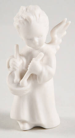 All White Figurines Angel With Drum-Matte - No Box