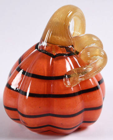 Pumpkin Patch Mini Orange & Black Gold Stem Gourd - No Box