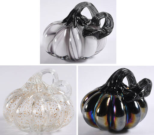 Pumpkin Patch Small Black/White Pumpkin Trio - Boxed