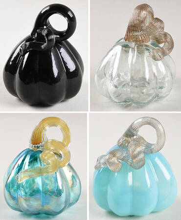 Pumpkin Patch Mini Teal Gourd Set Of 4 - Boxed