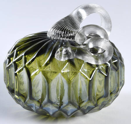 Pumpkin Patch Small Gray/Green Facet Pumpkin - No Box