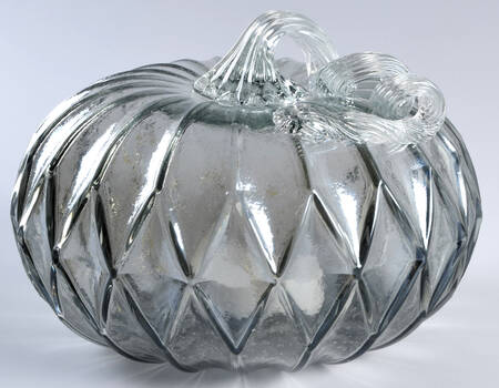 Pumpkin Patch Large Gray Facet Pumpkin W/ Led Lights - No Box