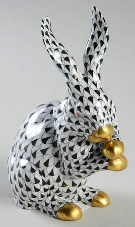 Rabbits & Bunnies (Single) Bunny Paws Up-Black/Red Tail - No Box