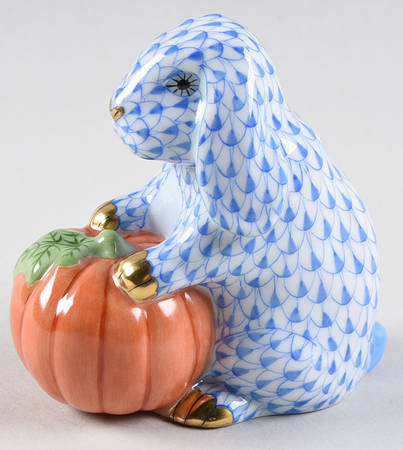 Rabbits-Bunnies (Holidays-Seasonal) Autumn Bunny-Blue - No Box