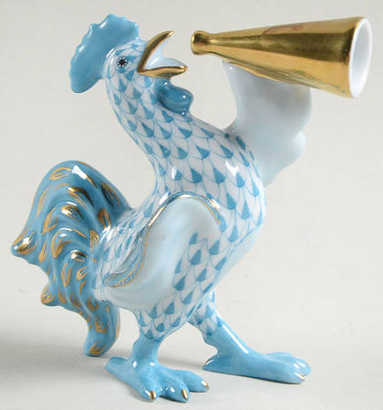 Roosters Crowing Rooster-Turquoise - No Box