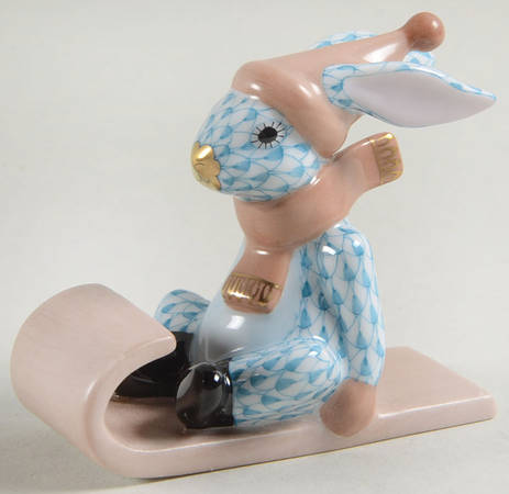 Rabbits-Bunnies (Sports) Sledding Bunny-Turquoise - No Box