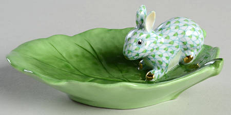 Rabbits & Bunnies (Single) Bunny On Cabbage Leaf-Key Lime - No Box