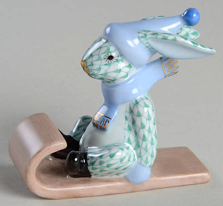 Rabbits-Bunnies (Sports) Sledding Bunny-Green - No Box