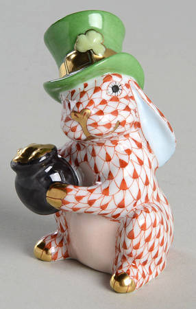 Rabbits-Bunnies (Holidays-Seasonal) Leprechaun Bunny-Rust - No Box