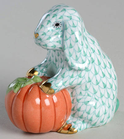 Rabbits-Bunnies (Holidays-Seasonal) Autumn Bunny-Green - No Box