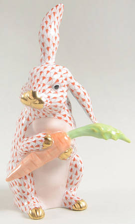 Rabbits & Bunnies (Single) Bunny With Carrot-Large/Rust - No Box