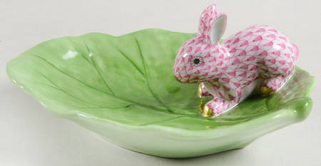 Rabbits & Bunnies (Single) Bunny On Cabbage Leaf-Raspberry - No Box