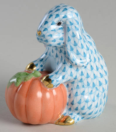 Rabbits-Bunnies (Holidays-Seasonal) Autumn Bunny-Turquoise - No Box 42