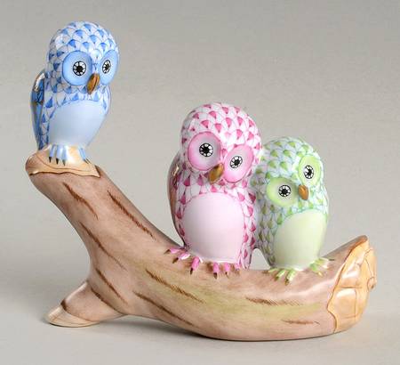 Birds of Prey Owls On A Branch-Multicolor - No Box