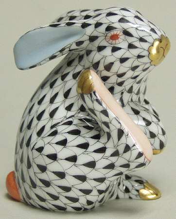 Rabbits & Bunnies (Single) Scratching Bunny-Black/Red Eyes - No Box