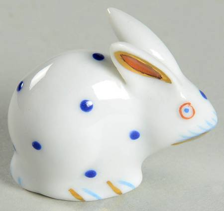 Rabbits & Bunnies (Single) Rabbit Sitting-Polka Dot/Blue - No Box