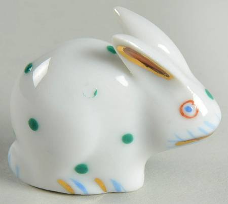 Rabbits & Bunnies (Single) Rabbit Sitting-Polka Dot/Green - No Box