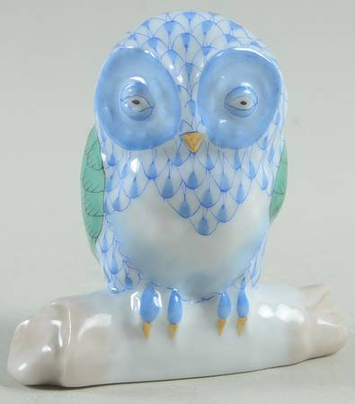 Birds of Prey Owl On Branch-Blue - No Box