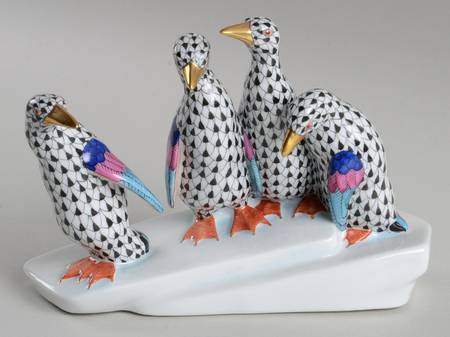 Waterfowl Penguins On Ice-Black/Rust Feet - No Box