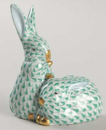 Rabbits & Bunnies (More Than 1) Rabbit Pair-Green - No Box